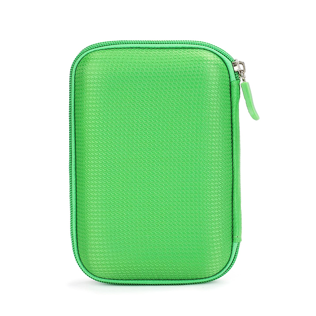 OEM Custom Green Oxford Hard Case for 2.5"/3.5" HDD & SSD - Shockproof Travel Storage Box / Pouch with Hard Shell