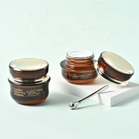 Pot en Verre Ambré Luxe 30g 50g Rond Cosmétique, Récipient Vide pour Crème Visage avec Couvercle Doré