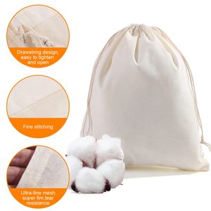 Sac en coton de couleur personnalisée, sac en coton blanc avec cordon de serrage, sac en mousseline de coton pour emballage cadeau, sac à cordon personnalisé avec logo, sacs d'emballage - Product Image 5