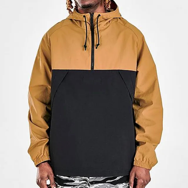 Custom Casual Waterproof Half Zipper Up Hoodies Pullover Windbreak Hooded Jackets For Men