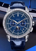 Montres mécaniques en acier lumineuses pour affaires, avec affichage 24 heures et calendrier en cristal, conception d'usine et personnalisation par lots, pour marque privée