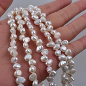 สร้อยคอไข่มุกน้ำจืดธรรมชาติ DIY ทำมือ ขนาด 5-6 มม. แบบเจาะสามเจ็ดรู ขัดเงาสองด้าน ผลิตภัณฑ์กึ่งสำเร็จรูป สีสันสดใส - Product Image 1