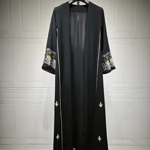 Saliman bordado Abayas Kimono Abaya Robe árabe Duabi estilo modesto abrigo Turquía musulmán vestido negro abierto Abaya
