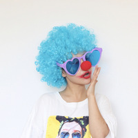 Wig Afro dan Badut Warna-warni Lucu untuk Perlengkapan Pesta Topeng