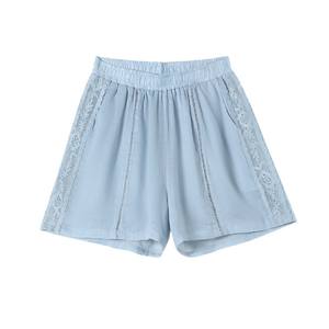 Pantalones Cortos Casuales <span class=keywords><strong>de</strong></span> Cintura Alta con Encaje y Corte Recto Tejido para Mujer, Colección Verano 2026 (Foto Real) - Product Image 5