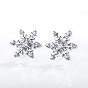 Orecchini a Forma di Fiocco di Neve per Donne, Dolce Regalo Natalizio, Accessorio per Orecchie - Product Image 1