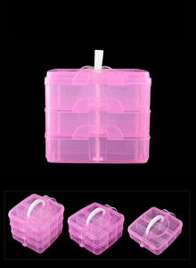 Boîte de rangement de bureau 2 pièces, 3 étages détachables, boîte de rangement en plastique transparent, organisateur de bijoux, armoires pour perles, artisanat - Product Image 5