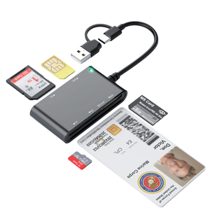 Lecteur de cartes 6 en 1 externe multi-en-un SD TF SIM Carte de débit Lecteur et graveur de paiement ATM avec interface USB Carte bancaire Carte d'identité - Product Image 1