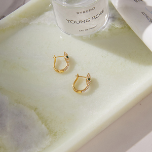 Pendientes de Aro J&D Jewelry de Lujo con Diseño de Serpiente, Chapados en Oro de 18K, Acero Inoxidable, Ojos de Circonia Verde, Resistentes al Agua para Mujer - Product Image 5