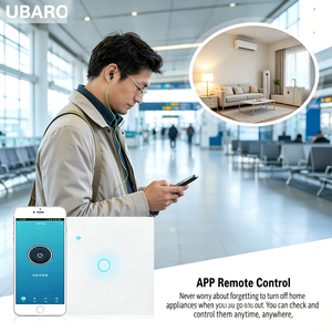 UBARO工厂WiFi智能灯开关单火线控制钢化玻璃触摸面板场景联动欧标86智能墙壁开关 - Product Image 5