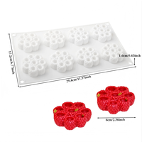 NOUVEAU Moule en silicone à 8 cavités pour tartes aux baies françaises, pour des desserts mousse élégants, des décorations de gâteaux de mariage et des tartes individuelles aux fruits