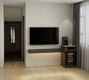 Modern King Bedroom Furniture Set Wooden Platform <b>Bed</b> Upholstered Headboard Nightstands Wardrobe TV Unit Eco-Friendly Apartment - Product Image 5