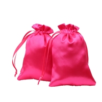 Sacs à cordon en satin de soie écologiques et recyclables avec logo personnalisé imprimé à l'écran, 13x18cm/15x24cm, pour mariage, bijoux, perruques, cadeaux, maquillage