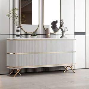 خزانة جانبية فاخرة حديثة بيضاء اللون من JINS بسطح رخامي إيطالي، خزانة تخزين كبيرة السعة، أثاث منزلي للفيلات والشقق وغرف المعيشة - Product Image 6