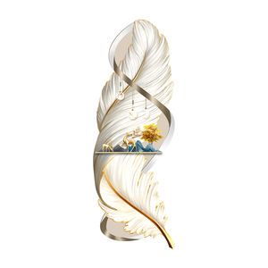 モダンライトラグジュアリーリビングルーム廊下エントランスUV彫刻クリスタル磁器LEDライトフェザー壁画ウォールデコレーション絵画 - Product Image 6