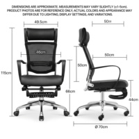 Chaise de bureau ergonomique avec appuie-tête réglable multi-axes, support lombaire, repose-pieds, accoudoirs synchronisés et inclinaison à 170° °   Reposez-vous pour travailler