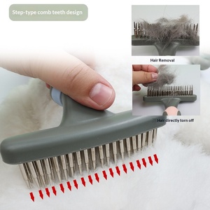 Pettine per toelettatura animali domestici a doppia fila, spazzola sciogli nodi, per la rimozione del pelo in eccesso di cani e gatti - Product Image 6