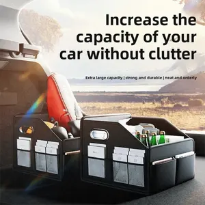 Organizador de maletero de coche con bolsa de almacenamiento colgante para asiento trasero, bolsillo de almacenamiento de cuero <span class=keywords><strong>PU</strong></span> con cierre de gancho y bucle para SUV/MPV/camión - Product Image 5