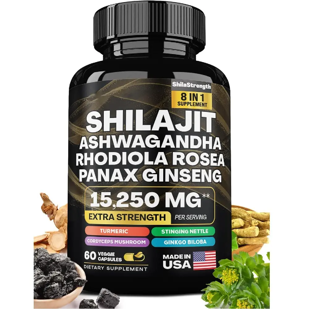 OEM pribadi Label Fulvic Acid 50% kapsul Shilajit Gold Capsule 100% natural gummies murni shilajit bubuk shilajit tablet