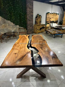 Ultima pietra <span class=keywords><strong>in</strong></span> legno di noce massello caffè colore <span class=keywords><strong>bianco</strong></span> isola Bar ristorante <span class=keywords><strong>resina</strong></span> epossidica fiume cucina sala da pranzo <span class=keywords><strong>tavolo</strong></span> - Product Image 4