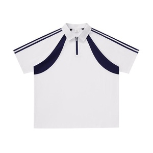 Polo à manches raglan pour homme en coton 100% avec logo personnalisé, fermeture éclair 1/4, uniforme de classe, impression numérique, polo unisexe - Product Image 4