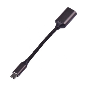 กระป๋องทองแดงสีดำ Braided 0.2M 30AWG ประเภท C ชายไปยัง <span class=keywords><strong>Usb</strong></span> หญิง OTG <span class=keywords><strong>สาย</strong></span>สำหรับโทรศัพท์มือถือ - Product Image 2