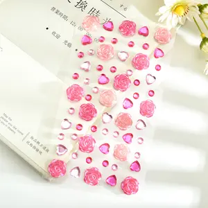 DIY kristal taş etiket elmas taklidi kalp çiçek sticker dekorasyon karalama defteri için
