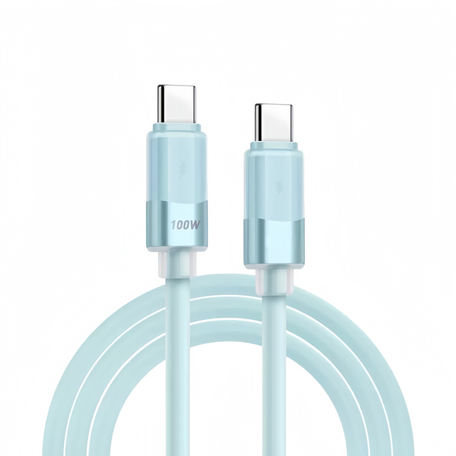 Newest Soft Silicone USB-C to USB-C Cable 100W Fast Charging, Flexible & Durable for Home, Office & Travel