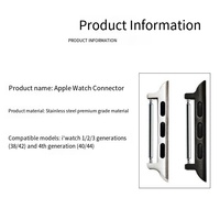 Adaptateur de bracelet de luxe respirant en acier inoxydable pour connecteur de montre intelligente, compatible avec les séries Watch 10, 9, 8, 7, 6, SE 2, SE (avec boucle)
