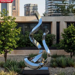 YOUFINE工厂解决方案提供商定制办公楼户外现代镜子抛光不锈钢抽象雕塑 - Product Image 3