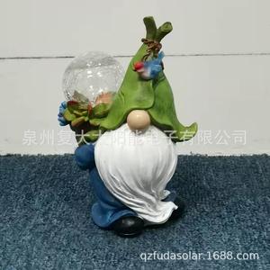 Solar Resin Garden Gnome Light With <b>Led</b> Glass <b>Ball</b> Water Resistant Outdoor Decoration Free Standing - Product Image 2