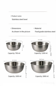 ชามสแตนเลสดีไซน์เรียบง่ายภาชนะใส่อาหารแบบใช้ซ้ำได้ - Product Image 2