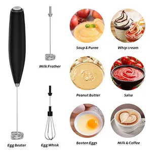 Hot Selling In 2023 Handheld Milk Frother Mini Battery Milk Frother Egg Beater Coffee Mixer Whisk With Stand