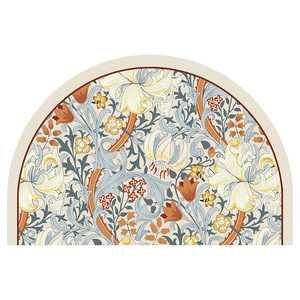Tapis de bain en terre de diatomée, demi-cercle, antidérapant, absorbant, pour sol de salle de bain, usage domestique, couleur unie, motif plantes et fleurs - Product Image 3