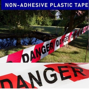 <b>White</b> Red Danger Non-Adhesive Safety <b>Tape</b> with Bold Black Print Danger for Hazardous Areas - Product Image 6