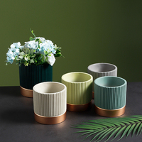 Pot Bunga Dalam Ruangan Pot Tanaman Keramik Pot Sukulen Mengkilap Modern Nordic Berbagai Ukuran Kustom