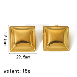 <b>Stud</b> Earrings Square Geometric Gold Silver <b>Titanium</b> Steel For Women Fashion Jewelry - Product Image 3