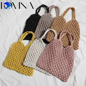 Multicolor Macrame Crochet Lady Hand Bags Bohemian Woven Beach Tote Bags