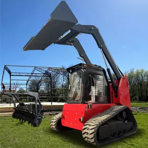EPA Skid Steer Tracks High Flow China Diesel Loader Front End Cargador 1 Ton TS65 75 Hp 140hp With Mulcher Bucket Free Shipping