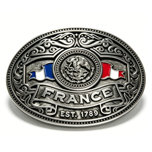 France Silver-Plated Zinc Alloy <b>Badge</b> Emblem Embossing Printing Patriotic Souvenir Die Struck Round Shape - Product Image 3