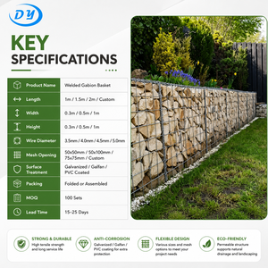 Panier en treillis métallique pour mur en gabion paysager, gabion <span class=keywords><strong>cube</strong></span> 55x55x55cm - Product Image 5