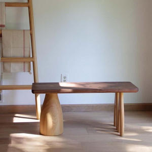 Table à manger rectangulaire en bois massif, faite à la main, couleur noyer naturel, pour salle à manger - Product Image 4