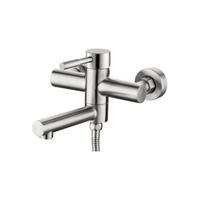 Ensemble de douche simple en acier inoxydable 304 avec robinet mélangeur mural à double trou ; Ensemble de pomme de douche ; Robinet de baignoire