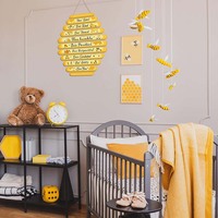 Étiquettes suspendues de décoration de pays américain de bricolage, en forme de nid d'abeille, cintres de décoration murale en bois pour l'étude, le salon.