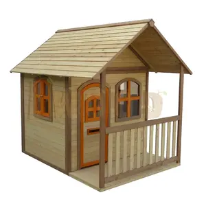 Best Quality Cubby House Wooden Outdoor Playhouse Promotion Waterproof Canadian Painting Fir Wood Wall Frame Item Sets Roof