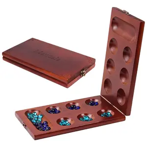 Gioca a fun gioco da tavolo grande legno massello che gioca a scacchi Mancala scacchi africani particelle per adulti e bambini che restituiscono giocattolo interattivo