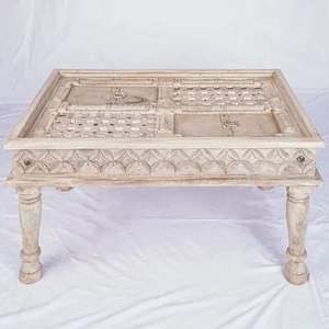 Mesa de centro Lujos tallados Mesa de centro tallada en madera Mesa pequeña interior tradicional cuadrada - Product Image 2