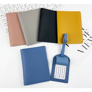 Custom logo Travel Airplane Ticket <b>Holder</b> <b>Document</b> Bag Luggage Safety Hook PU Leather Passport <b>Holder</b> Luggage Tag Set Gift Box - Product Image 3