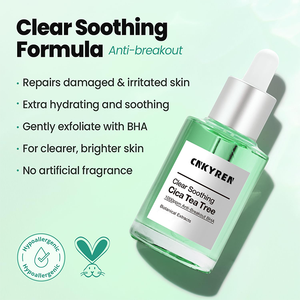 Suero facial de árbol de té Cica, extractos botánicos, tratamiento calmante transparente para la piel, repara el suero de la piel dañada, antienvejecimiento - Product Image 4