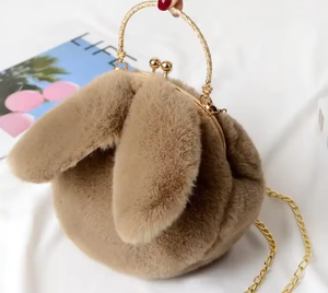 Autumn Winter New Rabbit Ear <b>Clip</b> Mouth <b>Bag</b> Female Oblique Cross Korean Version Lovely Portable Plush <b>Bag</b> - Product Image 3
